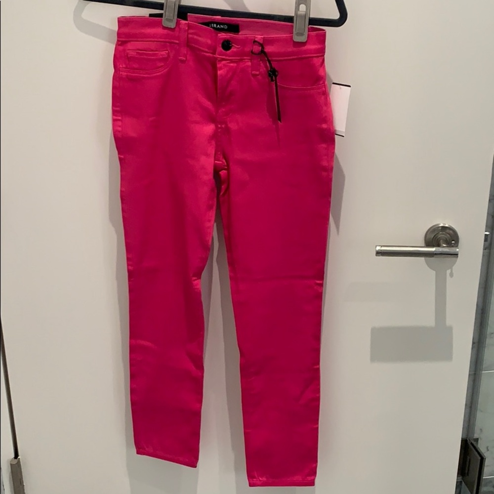 Hot pink skinny j brand jeans